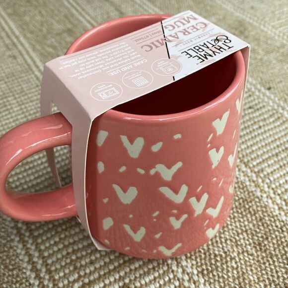 Thyme & Table Ceramic Heart Mug  16 ounces - Picture 1 of 8